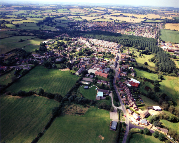 Aerial view over Woodford Halse