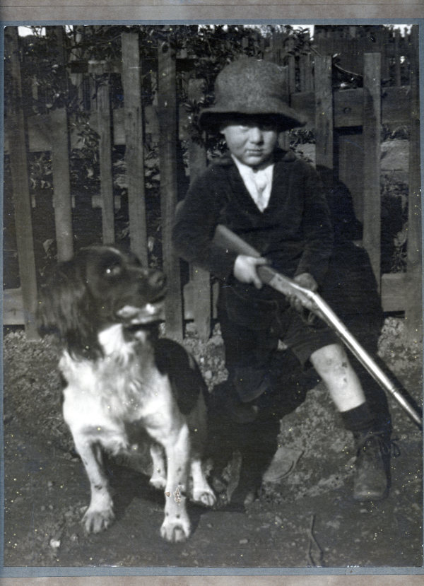 Cyril Brough in 1927 aged six shown with his dog.