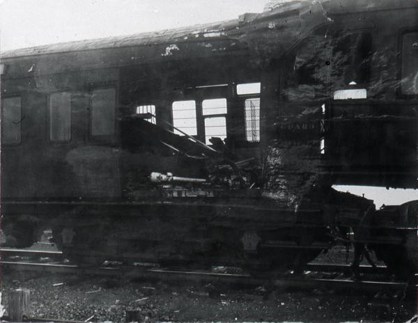 Damaged Slip Coach, after it crashed into the rear of its parent train.