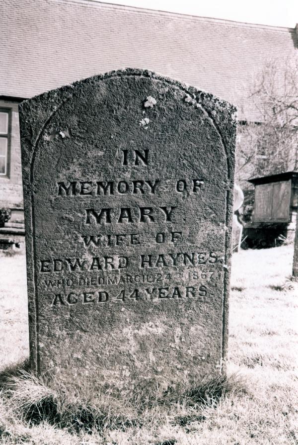 The Gravestone of Mary Haynes, Wife of Edward. 1867.